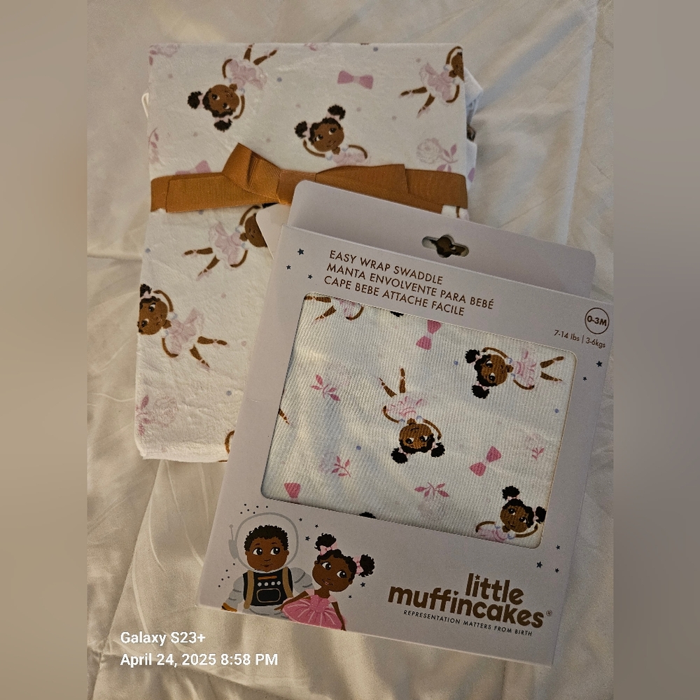 Little Muffin Cake Baby Swaddle And Crib Sheet with Ballerina Print